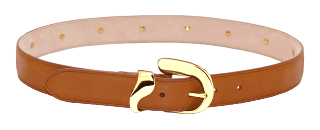 Didamie caramel calf-leather belt with signature gold buckle
